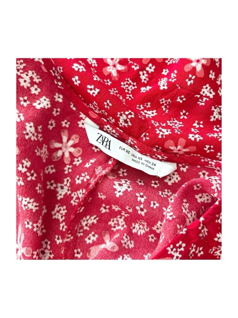 Zara Raspberry Floral Square-Neck Mini Dress - Picture 6 of 6